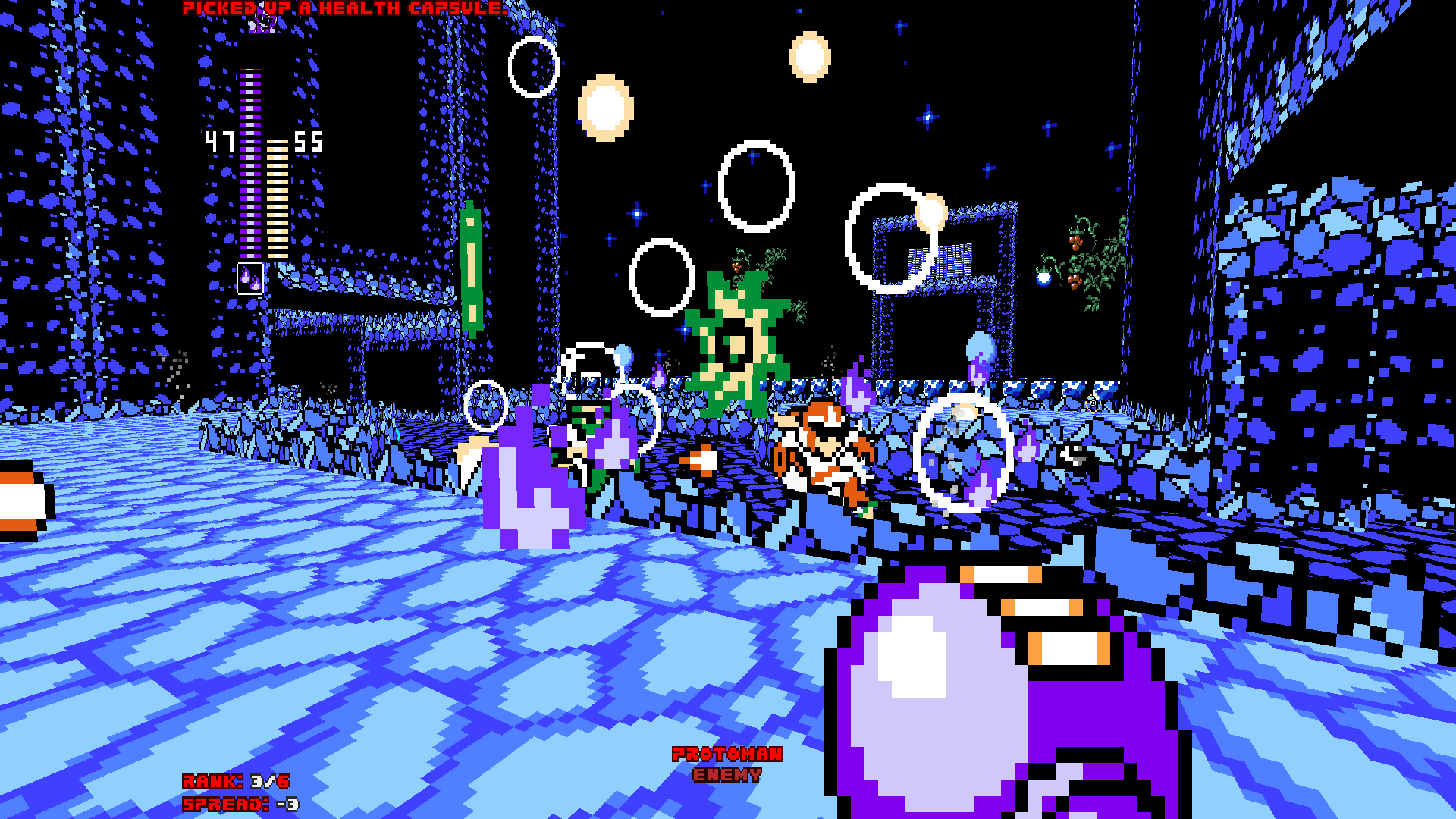 A crowd of players fighting using a Rockman No Constancy mod.